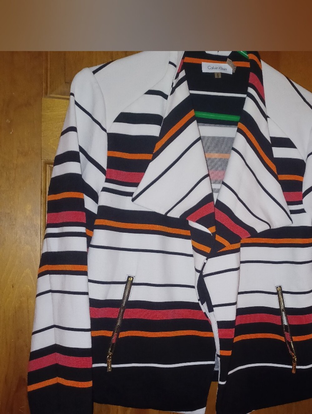 Calvin Klein white black orange M medium blazer cardigan